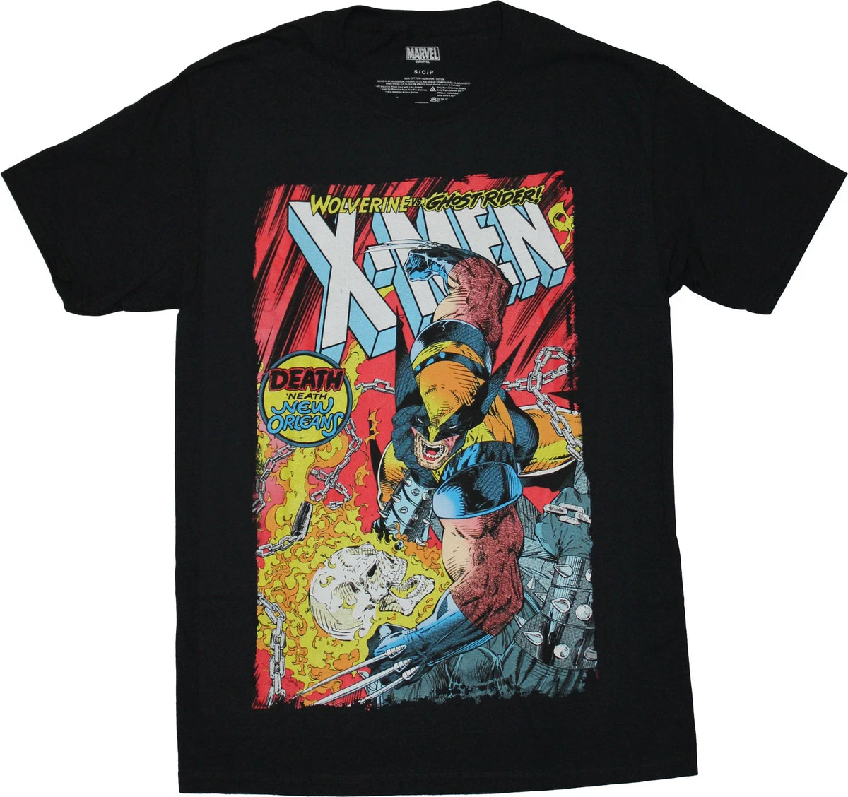 X-Men New Adult T-Shirt - Wolverine Battles Ghost Rider Cover
