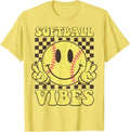 Groovy Softball Vibes Softball Girls Women T-Shirt