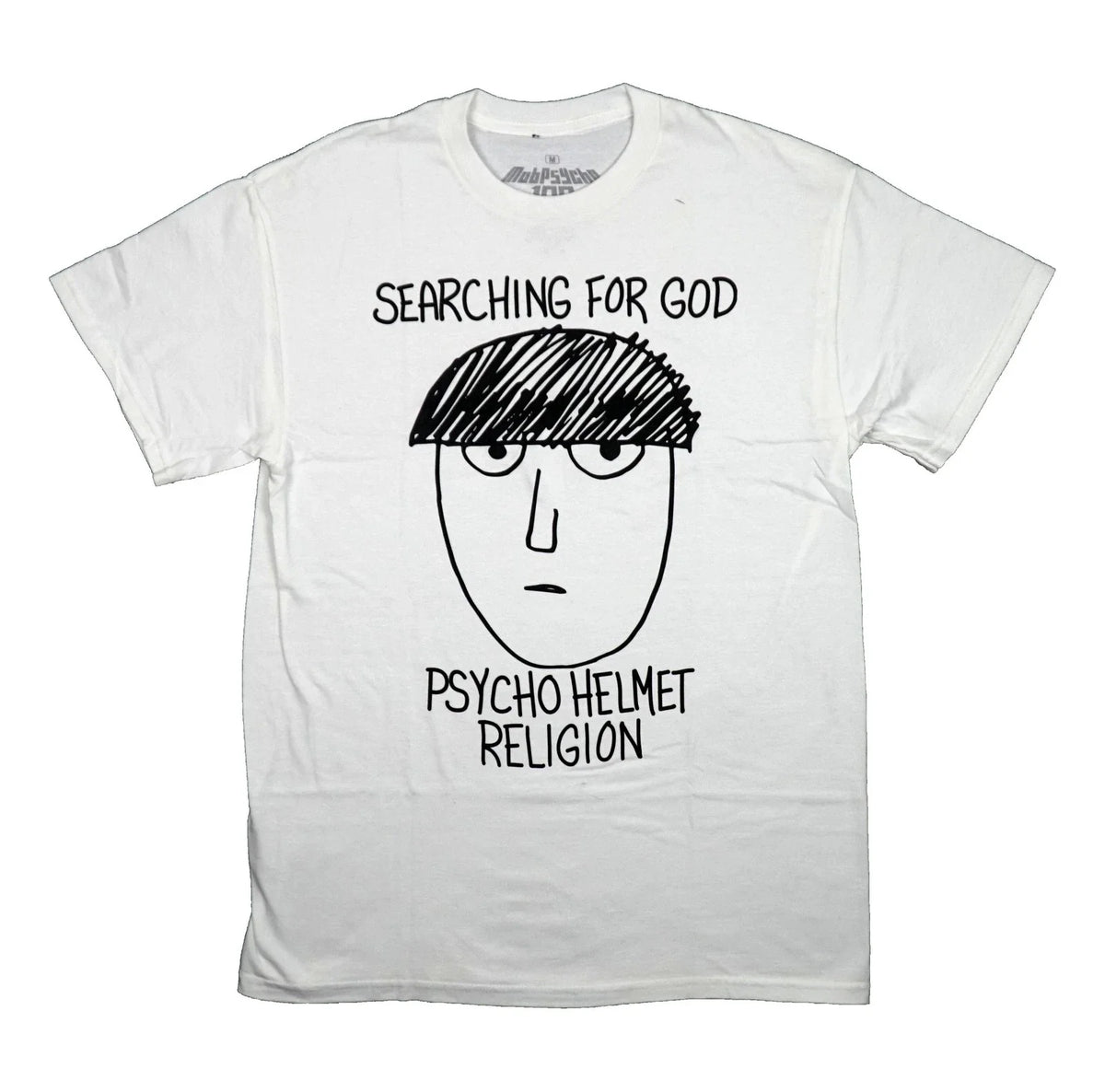 Mob Psycho New Adult T-Shirt - Searching For God Psycho Helmet Religion