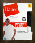 New 3 Mens Hanes Supersoft Crew Neck T-Shirts Size Large Undershirts