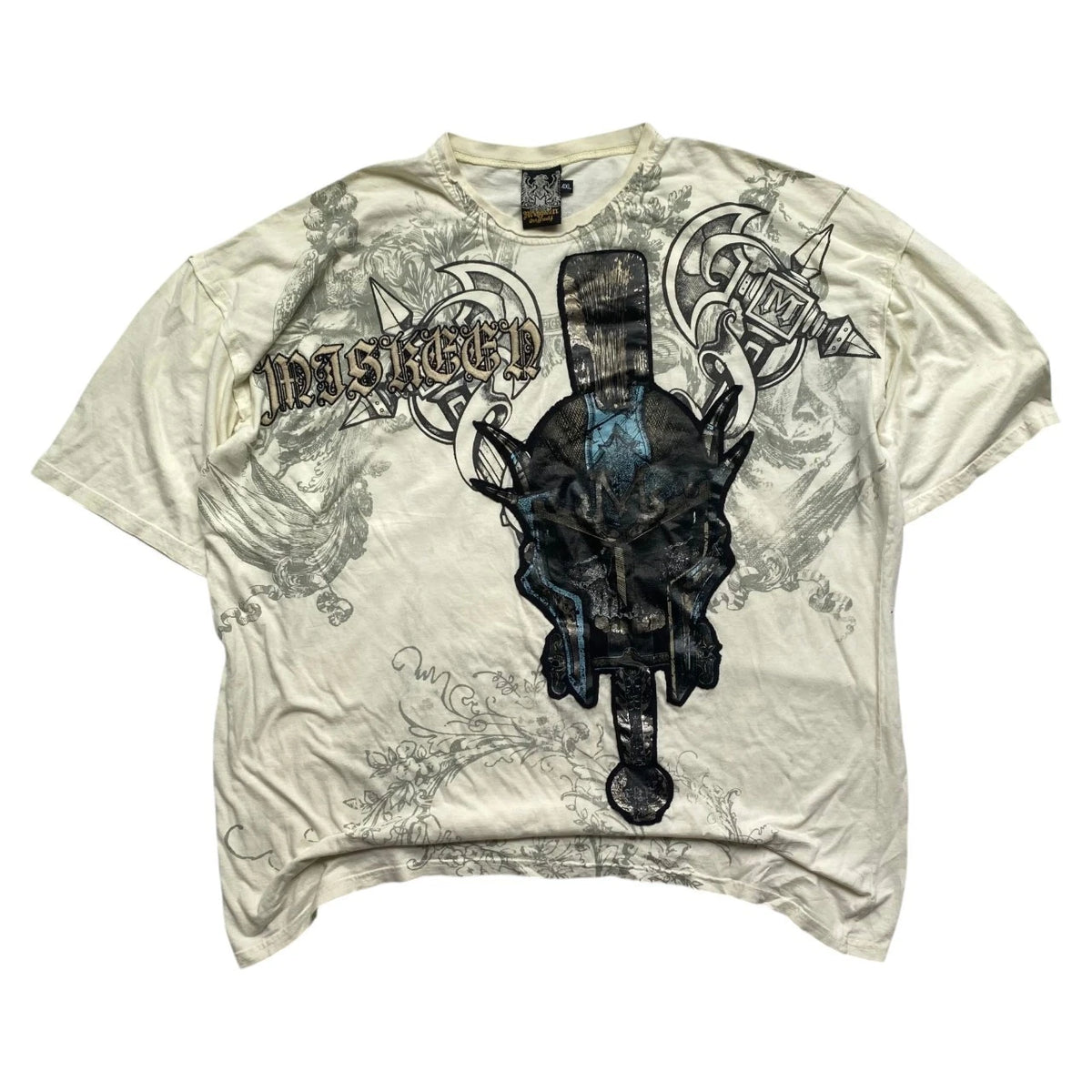 Miskeen Originals Affliction type Shirt White Print Y2K Men's 4XL