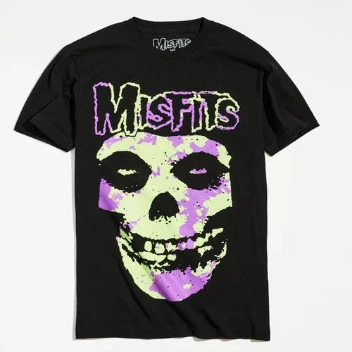 Misfits Cotton Graphic T Shirt Mens Skull Punk Rock Band Tee Y2K Grunge S-4XL