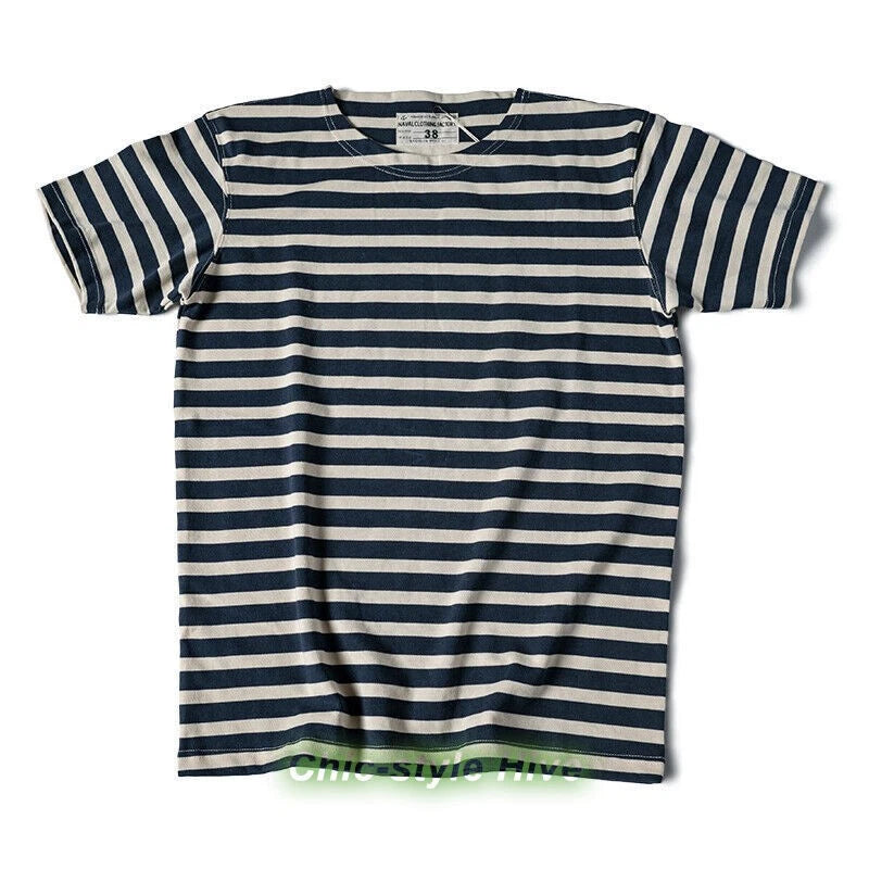 Bronson Retro Striped T-Shirts Retro Short Sleeve Mens Tee Marine Sailors Shirts