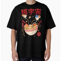 Threadless Neko Space Ramen Cat Astronaut Mens Black Graphic T-Shirt Medium