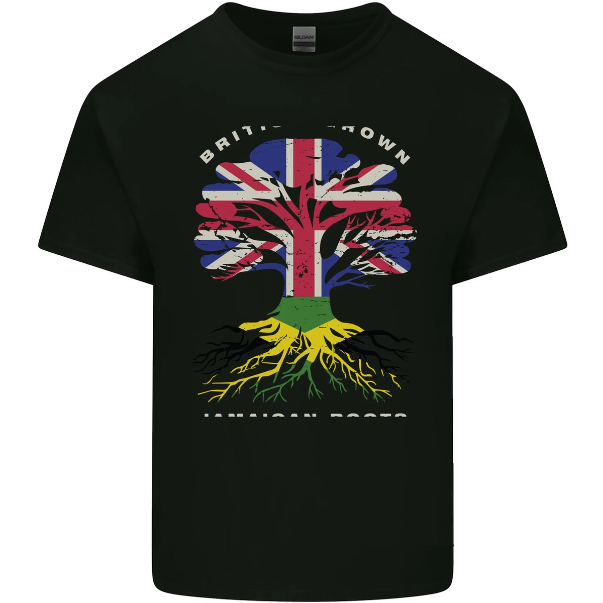 British Grown Jamaican Roots Jamaica Flag Mens Light Cotton T-Shirt