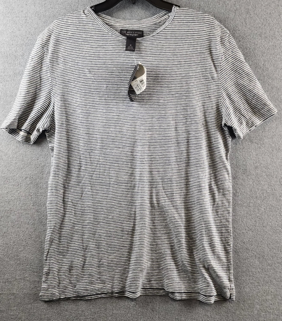The Men's Store at Bloomingdale's Striped Linen Tee Men's Size Medium Dark Slate