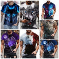 T Shirt Men Wolf Fox Animal Graphic Print Trendy Streetwear Silky Casual Fashion