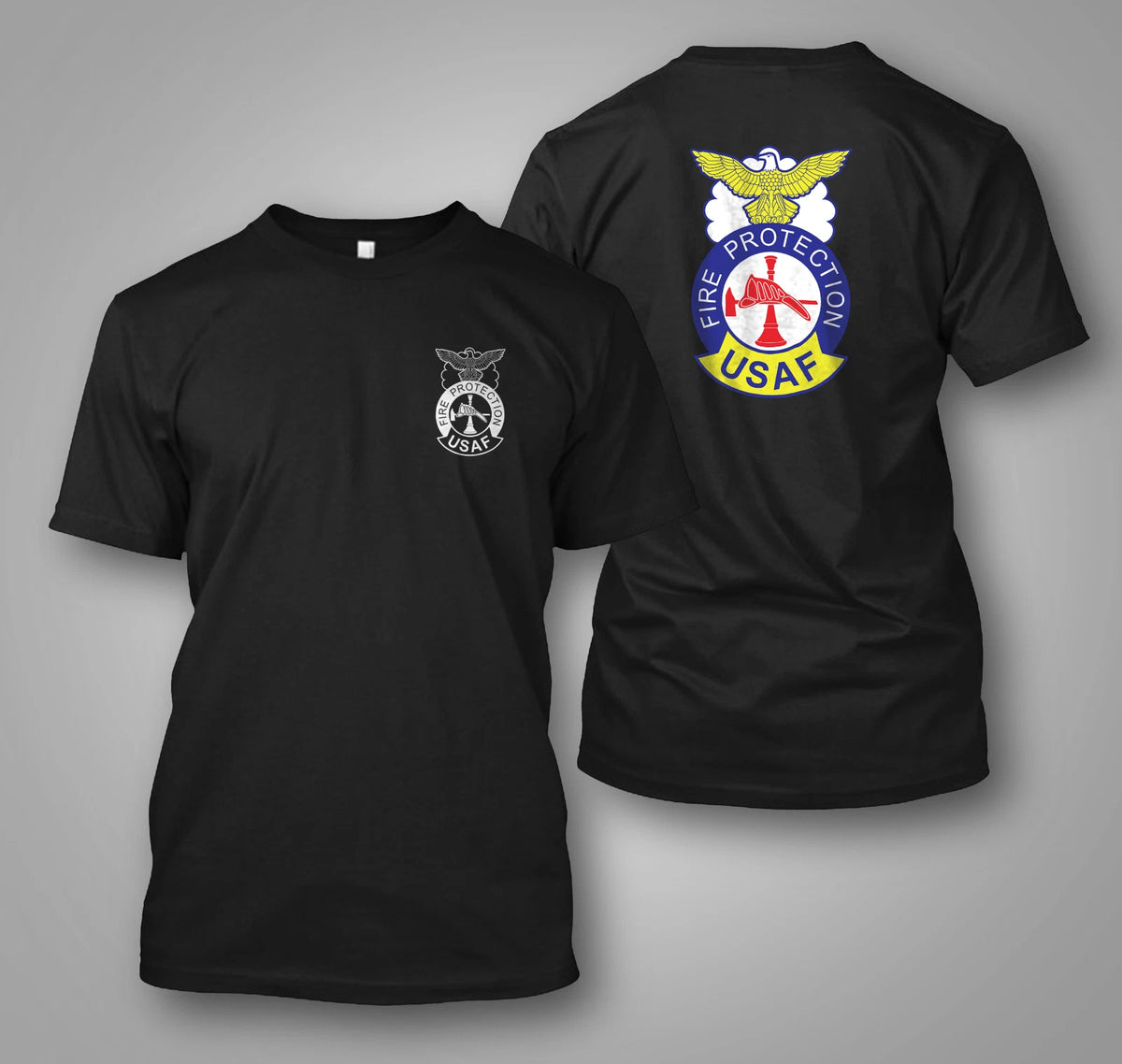 Air Force Fire Protection Veteran - Custom front and back t-shirt tee
