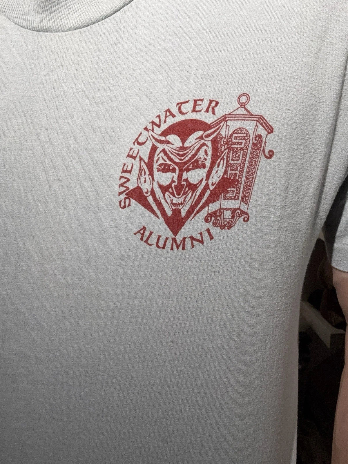 True Vintage Blue 80s Satanic Devil Sweetwater Alumni Simple Essential T Shirt L