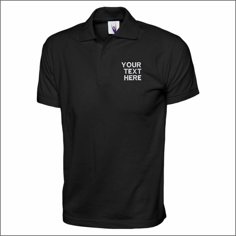 Personalised Uneek Jersey Poloshirt Custom Embroidered Work Wear Polo Tee Shirt
