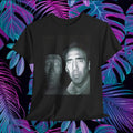 Nick Cage and Moai Head, funny novelty shirt, movie Nicholas Cage