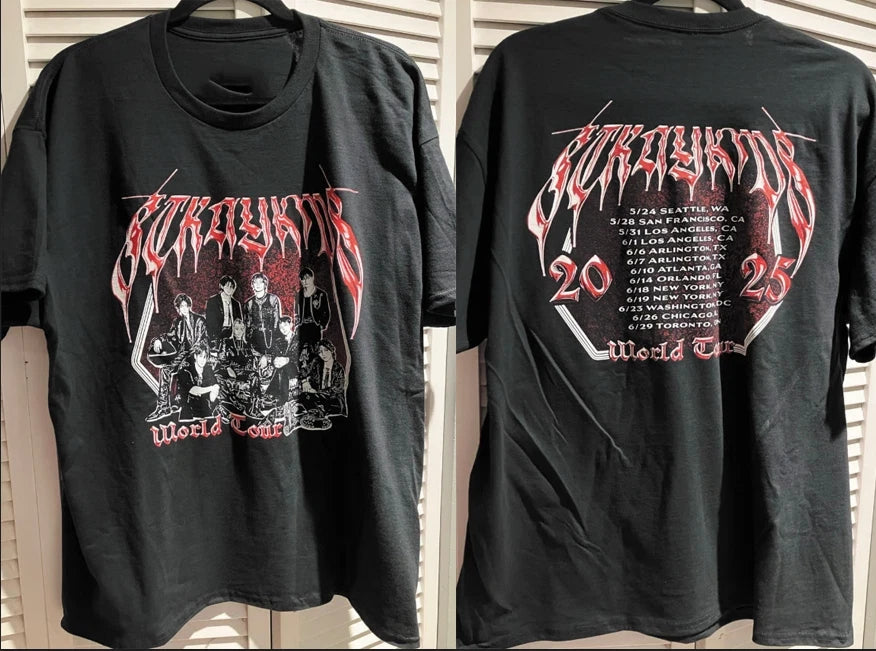 Stray Kids DominATE World Tour 2025 short sleeve black 2 side shirt