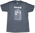 Doctor Who New Adult T-Shirt - Line Drawn Tardis Under Name