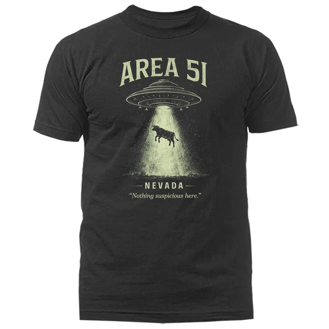 Area 51 UFO Alien Abduction Cow Nevada Sci Fi Humor T-Shirt