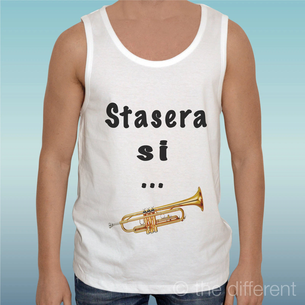 Canotta T-Shirt " Stasera Si Tromba Funny Sentence " Tank Top Gift Idea