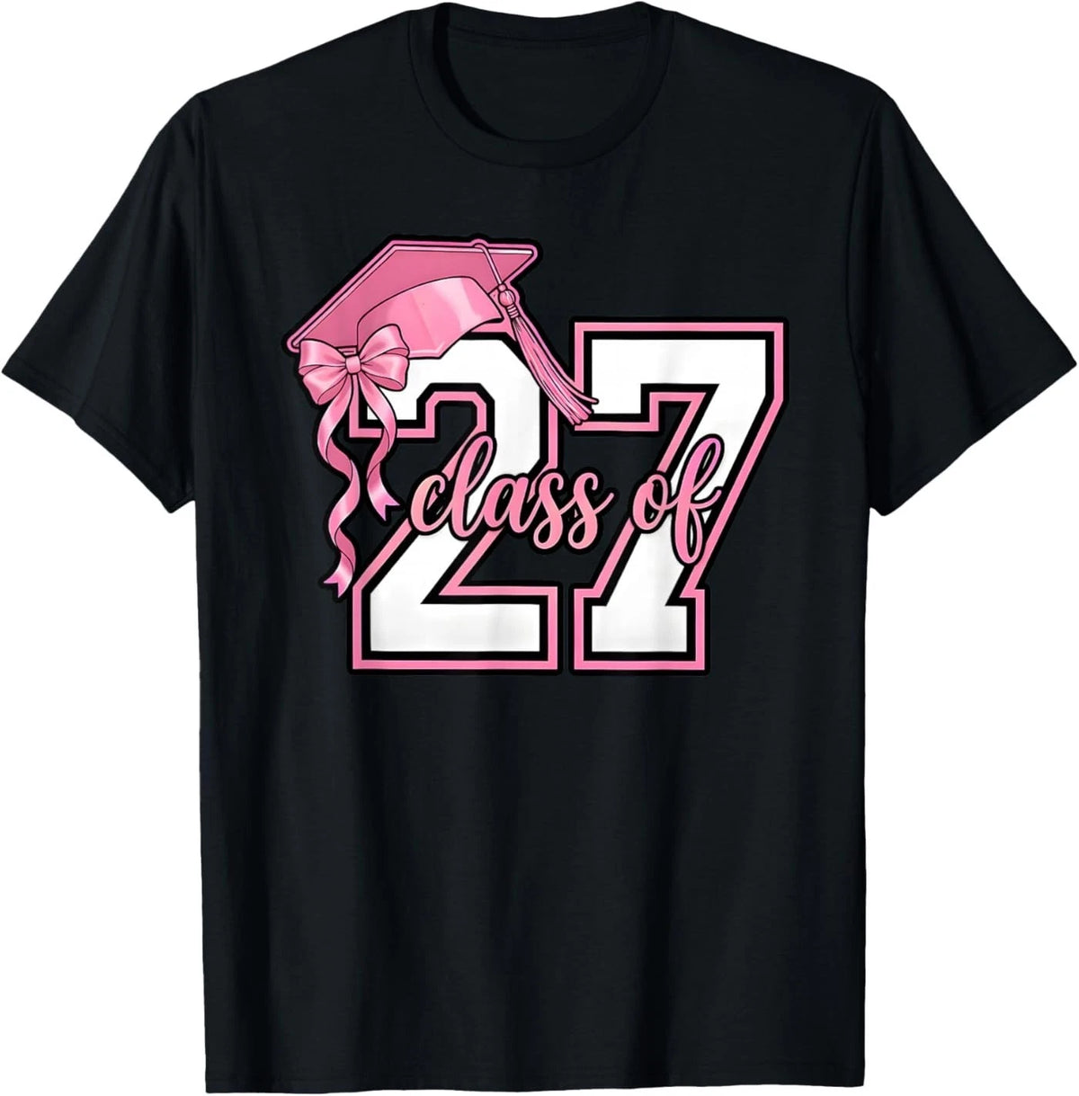 Senior 2027 Graduation Pink Coquette Bow Class of 2027 T-Shirt