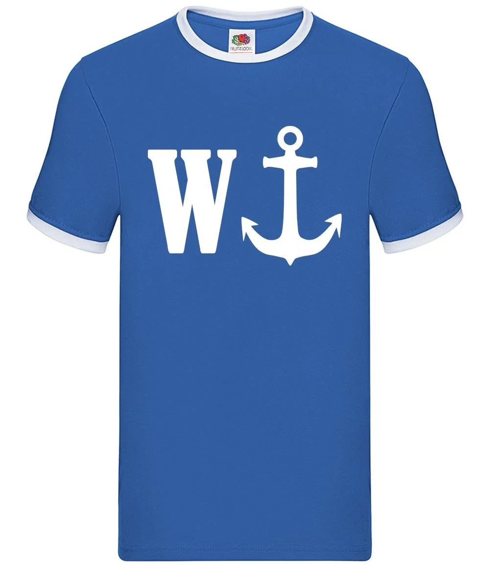 W Anchor - Mens Ringer - Wanker Rude Boats Lad Funny Offensive Gift