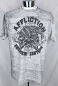 Y2K Affliction American Customs Indian Skull Two Sided Premium Gray T-Shirt XL