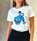 Electric Blue Cat T-Shirt Kawaii Anime Lover Monster Harajuku Style Graphic Tee