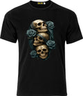 Gothic Triple Skulls Funny Humour Full Colour D.T.F  T shirt