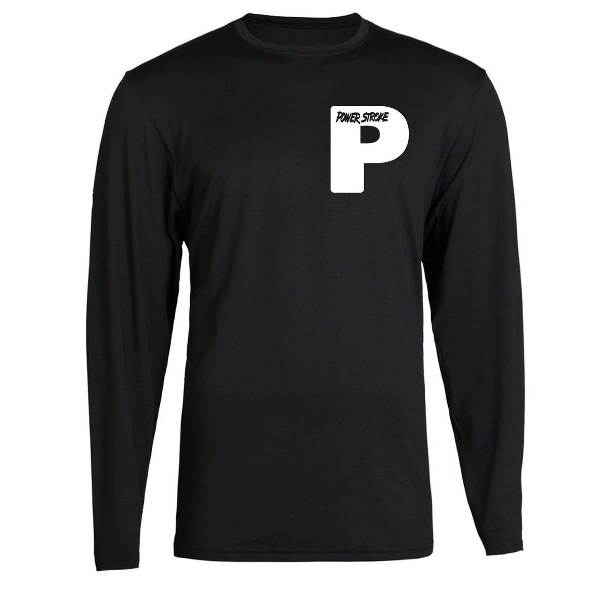 White Powerstroke Small P T-Shirt Unisex Black Color Front S - 2XL Long Sleeve