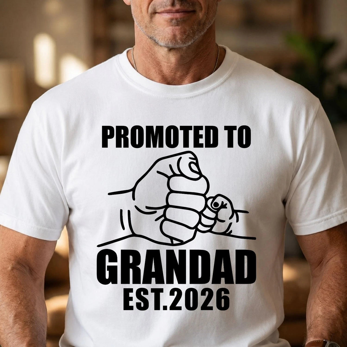 Promoted To Grandad Shirt Personalised Grandpa Gift Custom Gramps Est Year Tee