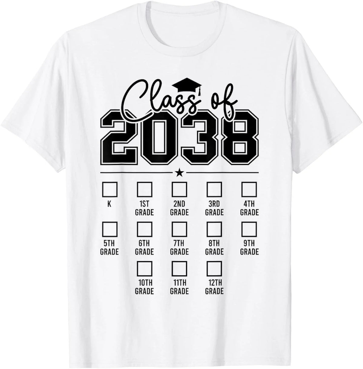 Class of 2038 Grow With Me Funny Kindergarten Back To School Gift Unisex T-Shirt
