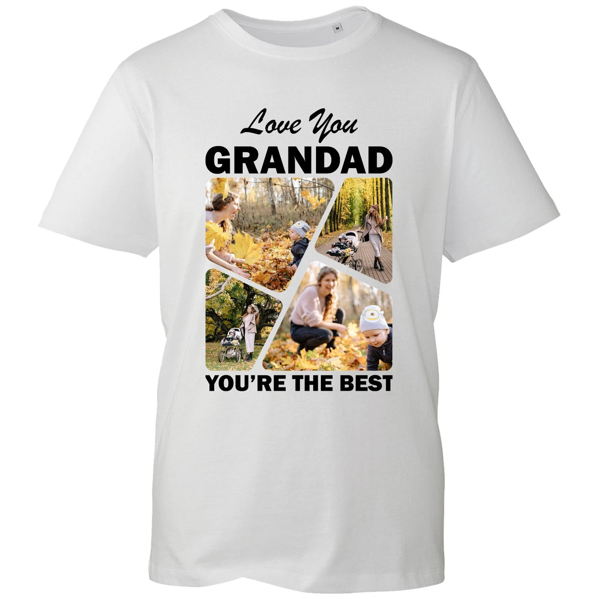 Love You Grandad T Shirt Men White Cotton Custom Photo Personalised Gift Top New