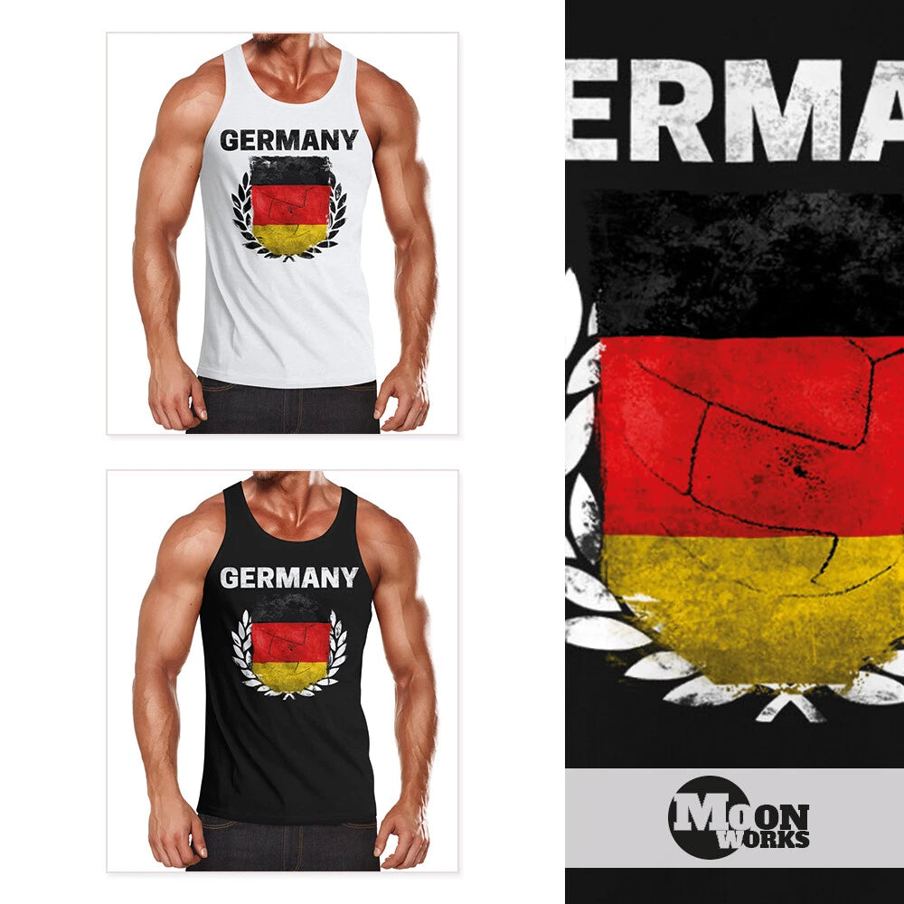 European Cup Tank Top Fan Shirt Mens Football Germany Flag Vintage MoonWorks®