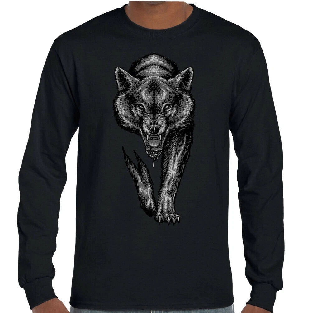 Snarling Wolf Mens Animal T-Shirt Lone Pack GOT Game of Thrones Camping Top
