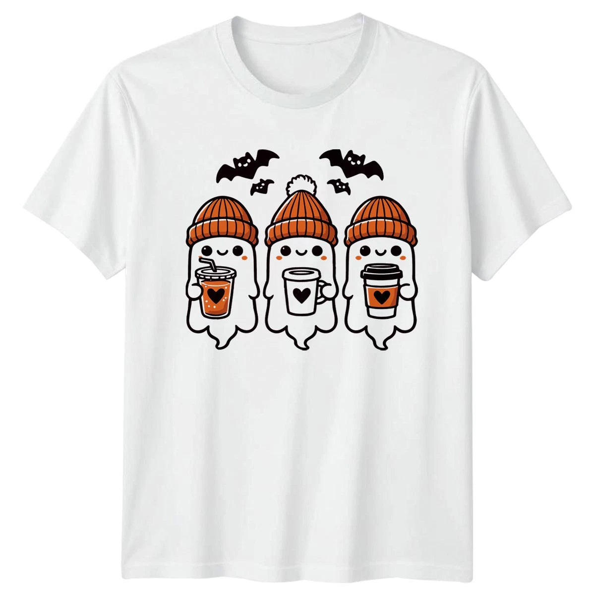 Cute Ghost T-Shirt Halloween Fall Coffee Lovers Gift For Him And Her