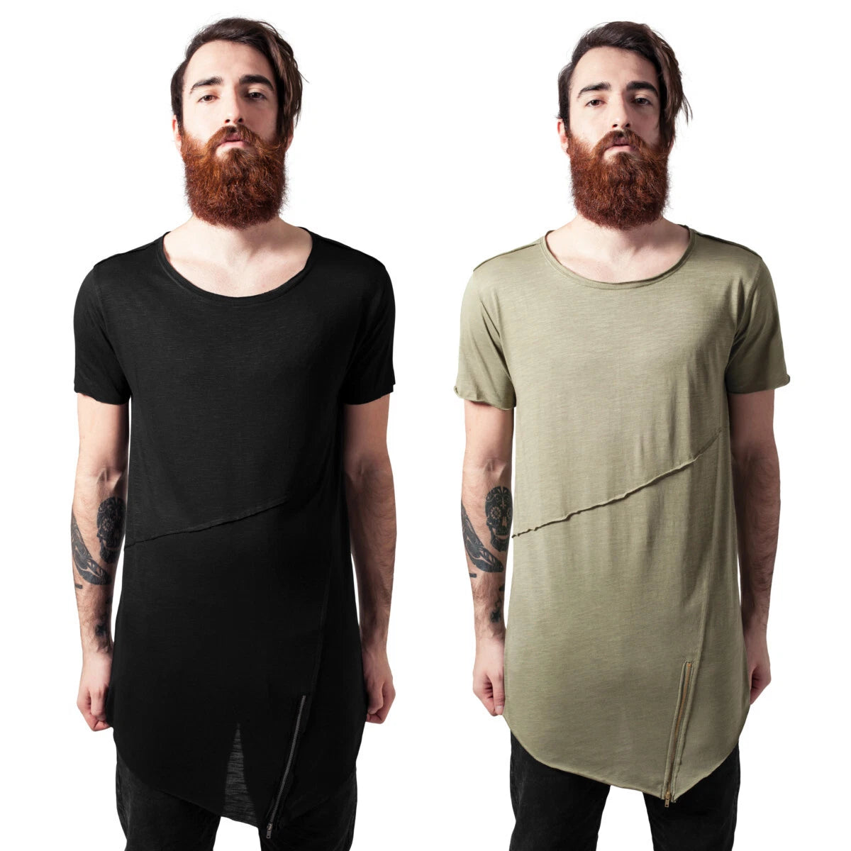 Urban Classics Long Open Edge Zip Front Tea Mens Cotton T-Shirt Jille Jumpsuit