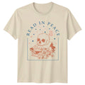 Read In Peace Skull Books T-Shirt Gothic Reader Gift Bookworm Tee
