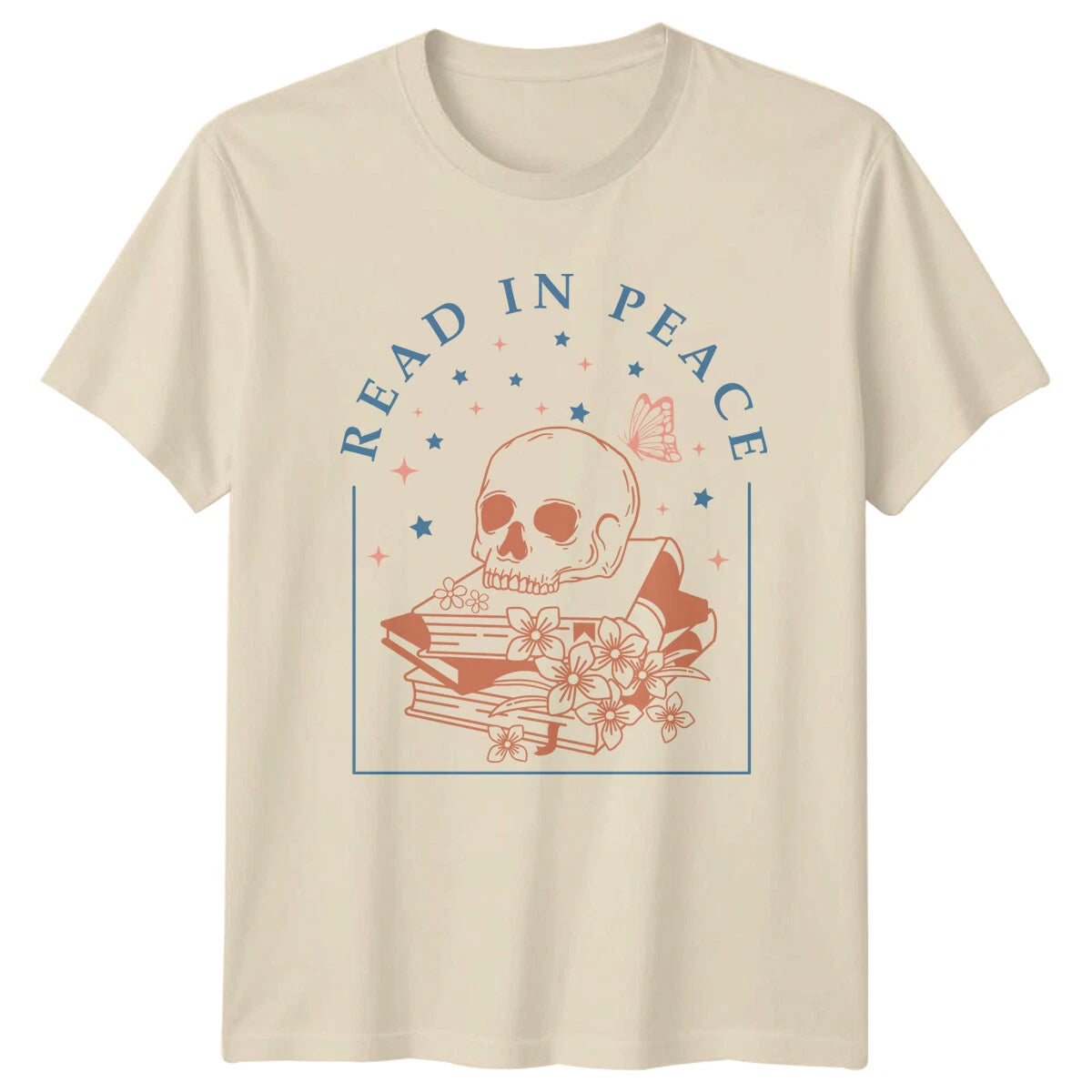 Read In Peace Skull Books T-Shirt Gothic Reader Gift Bookworm Tee