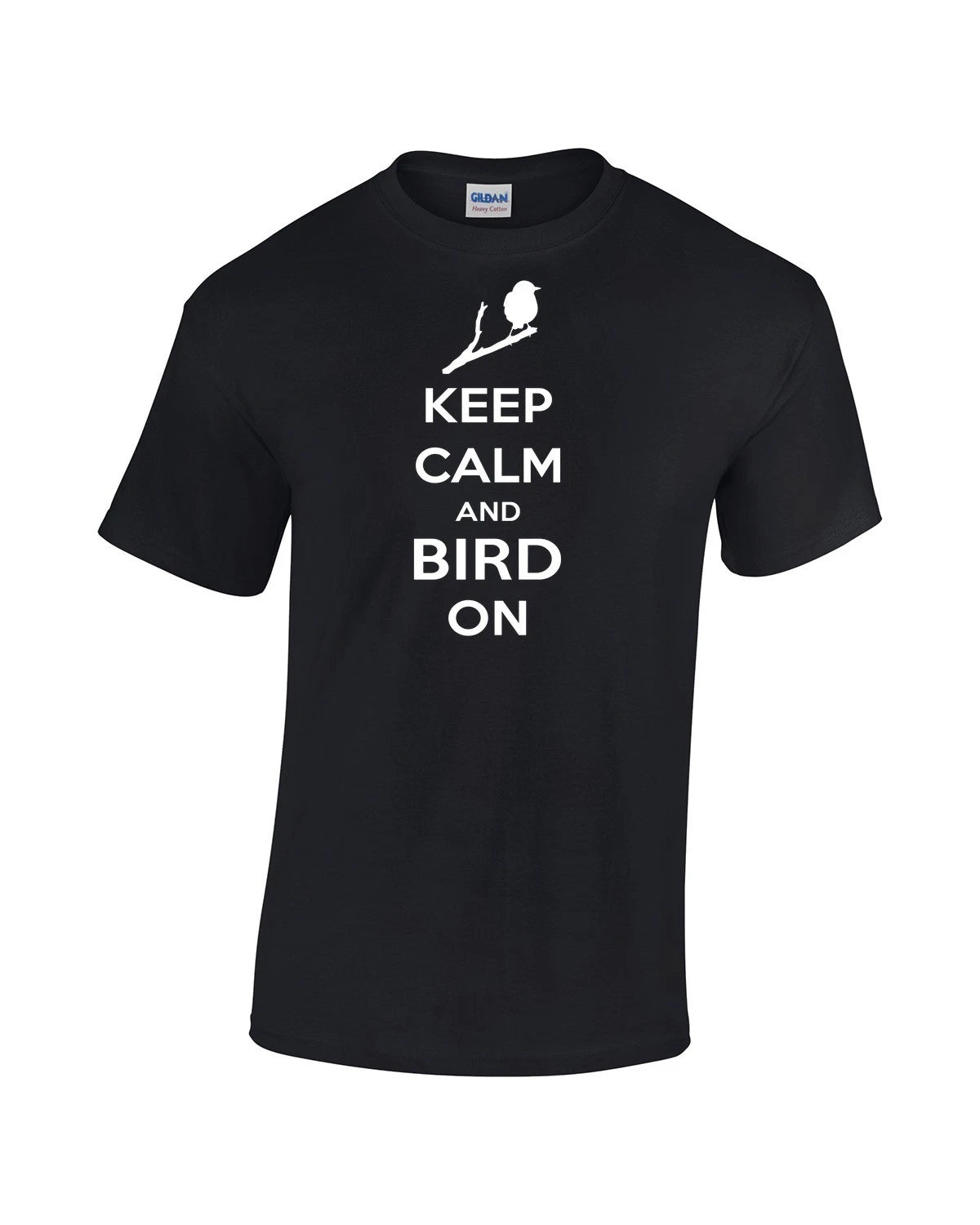 Keep Calm And Bird On T-Shirt Funny Punny Bird Lover Gift Premium Cotton Tee