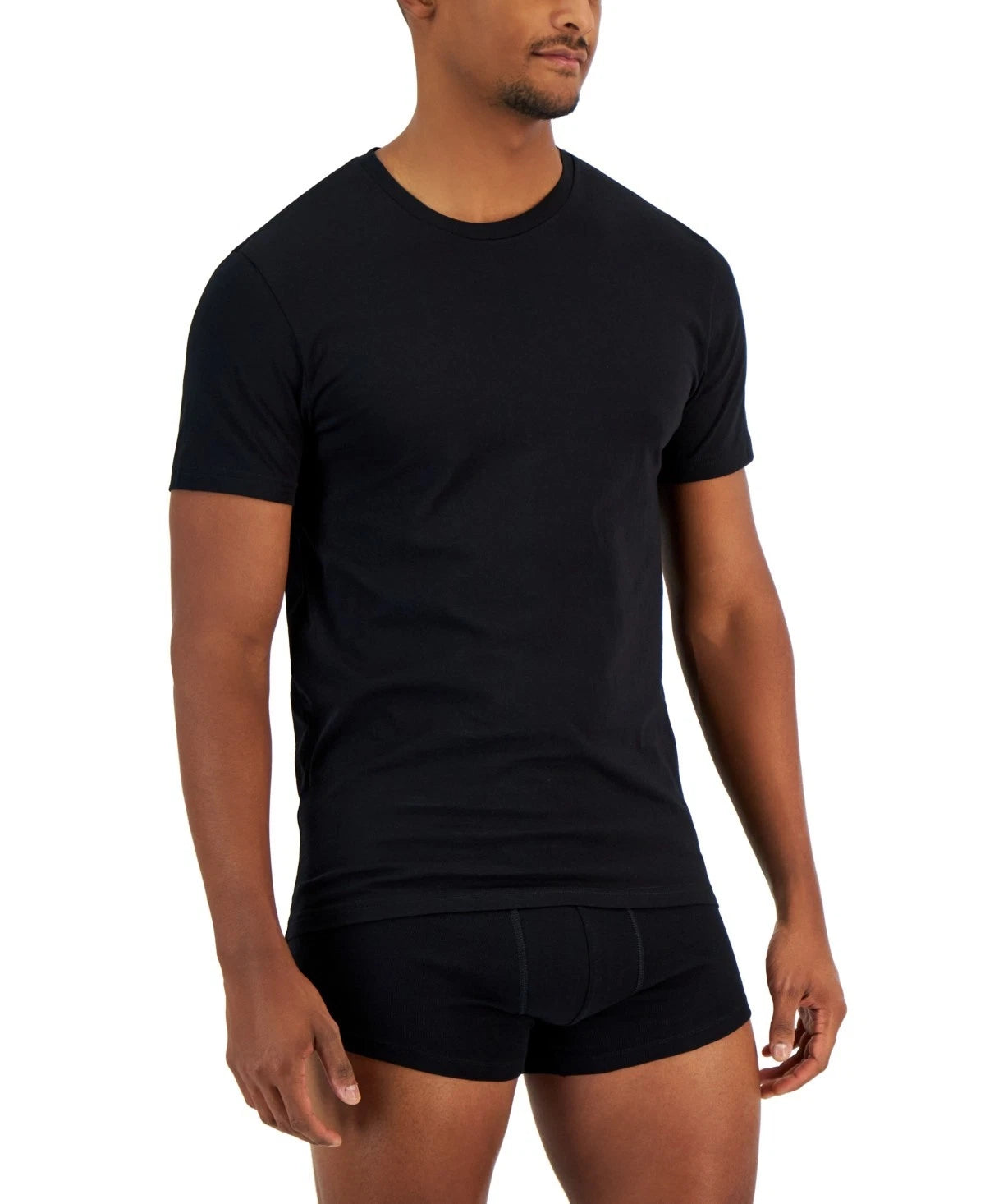 Alfani Men's 4-Pk. Classic-Fit Solid Cotton Undershirts Deep Black Size L