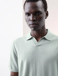 M&S - Autograph Mens Merino Short sleeved Knitted Collar Polo Top in Light Green