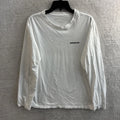 Patagonia Mens T Shirt White Graphic Back Medium Cotton Long Sleeve Crew Neck