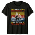 Never Underestimate An Old Guy Mens T-Shirt Mountain Biking Cycling Gift For Him