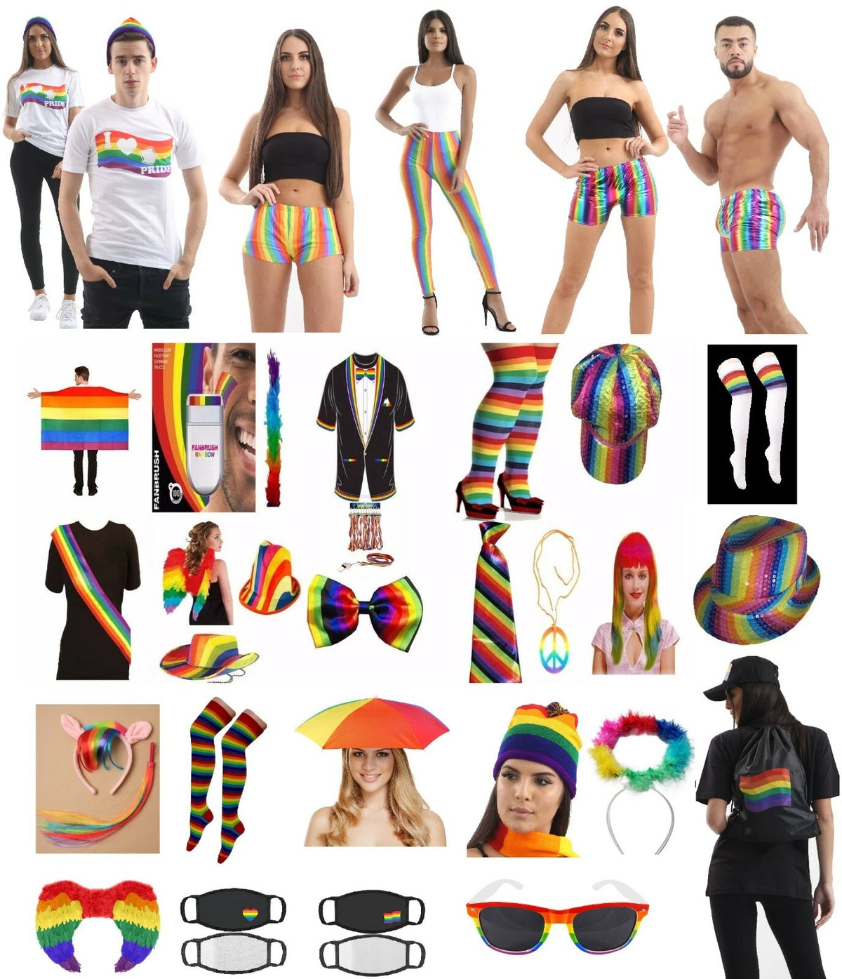Gay Pride T-Shirt Printed Rainbow Socks Tie Fancy Dress Costume Accessories