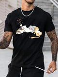 Cute Cats Napping Print Tee Shirt, Tee For Men, Casual Short Sleeve T-shirt For