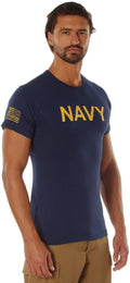 Navy Blue America's NAVY T-Shirt USA Flag Physical Training PT Workout Wet Tee