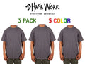 3 pack Shaka Wear Max Heavyweight Cotton Crew Neck Short Sleeve Big Tall T-shirt