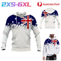 Mens Australian Shirt 3D Print Pullover Long Sleeve Breathable Winter Hooded AU