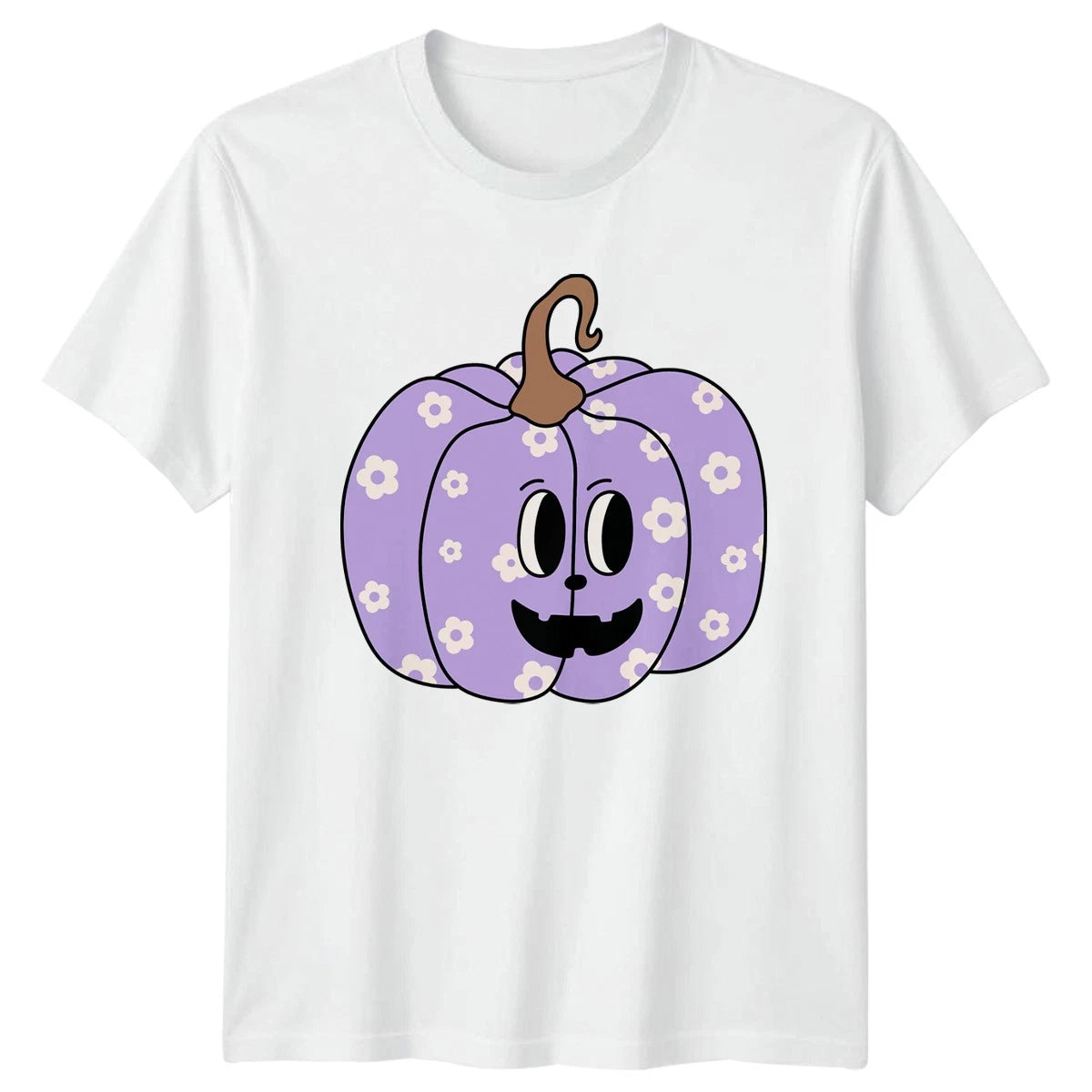 Purple Floral Pumpkin Womens T-Shirt Cute Halloween Gift For Her