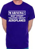 Warning May Talk About Aeroplanes Plane Spotter Funny Mens T-Shirt Size S-5XXL