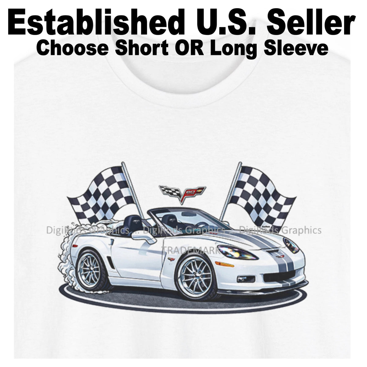 DigiRods Chevy Corvette C6 2013 60th Anniversary  Cartoon Car T Shirt