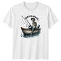 Hooked On Nothing T-Shirt Skeleton Novelty Fishing Birthday Gift For Him And Her