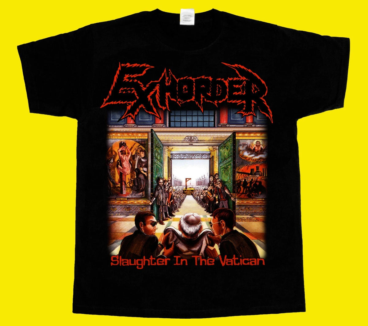 EXHORDER SLAUGHTER IN THE VATICAN NEW short long sleeve BLACK T-SHIRT 345XL