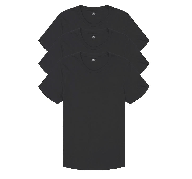 Gap Men's 3-Pack Undershirts Medium M Cotton Crew Neck Classic-Fit Black T-Shirt